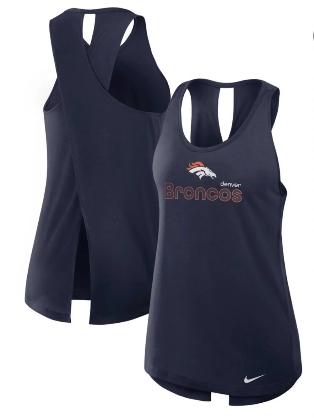 EUC Denver Broncos Nike Women's Open-Back Crisscross Dri-FIT Tank Top - XXL